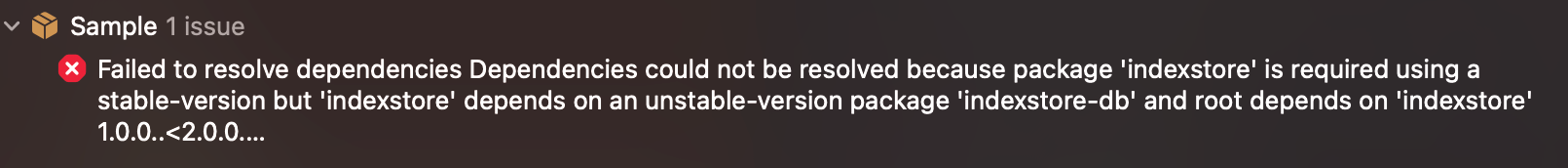 SPM unstable dependency resolution error
