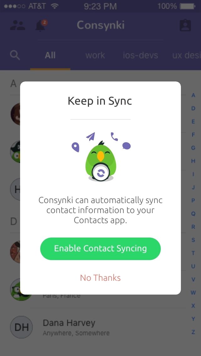 Consynki app screenshot
