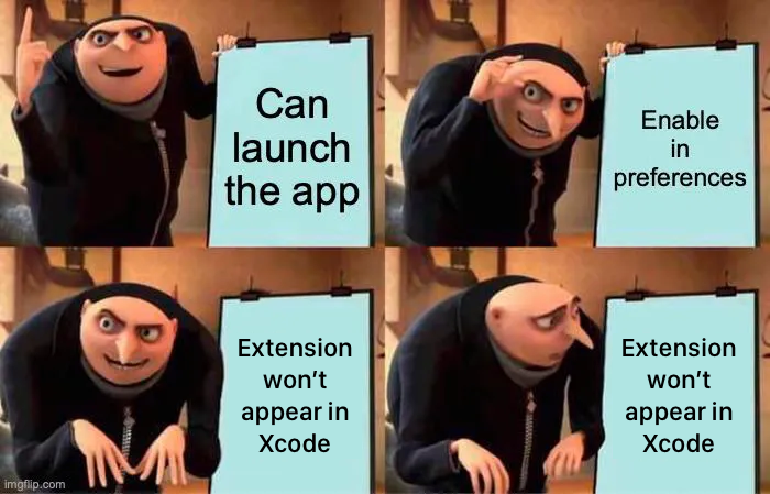 Extension not appearing in Edit menu